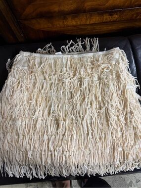 H&M Cream Fringe Mini Skirt